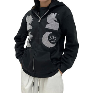 Nouveau Blouson matelassé à capuche pour femme grande taille, couleur unie, décontracté, hiver, avec strass, doublure 100% coton, coupe-vent, haute qualité - Product Image 1