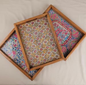 ถาดเสิร์ฟไม้เคลือบพิมพ์ตกแต่งเครื่องประดับถาดเสิร์ฟอาหาร Ramadan เกรดสูงสําหรับภายในจาก SCI อินเดีย - Product Image 5