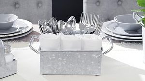 Custom Galvanized Silver Metal 3-Compartment Cutlery Holder in Affordable Price - Product Image 5