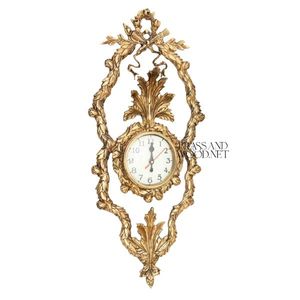 antique brass wall <b>clock</b> royal oval design golden ornate frame white dial vintage handmade luxury classic wall decoration - Product Image 1