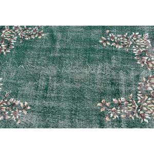 Tapis en laine beige vert classique 3.8x6.5 pieds Style turc Design patchwork abstrait pour salon couloir 10mm Latex en peluche - Product Image 5