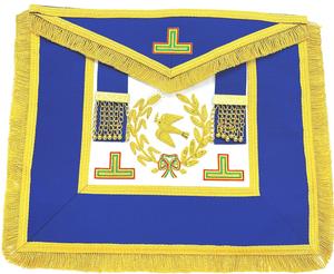 MASONIC REGALIA CRAFT GRAND DELANTAL-LOGO BORDADO A MANO CON FLECOS DORADOS - Product Image 1