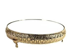 Soporte de pastel de metal estándar de latón AK con tapa de mármol blanco soporte de pastel hecho a mano para aniversario de boda/ocasión - Product Image 5