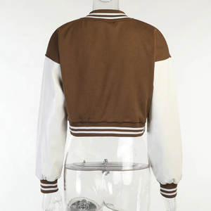 Nuevo diseño de las señoras más vendidos de cuero artificial crop Varsity chaqueta Top señora de las mujeres personalizar - Product Image 6