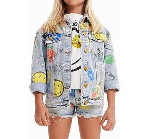Chaqueta vaquera de alta calidad para niños y niñas, logotipo personalizado, estampado corto, lana de invierno, Color sólido, precio al por mayor - Product Image 3