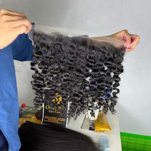 Cutícula alineada 13x6 13x4 encaje suizo Frontal birmano rizado transparente HD cabello humano con oreja a oreja encaje fino estilo rizado - Product Image 4