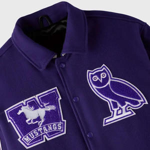 OEM para hombre hecho en fábrica al por mayor de encargo occidental transpirable de peso pesado de punto Varsity chaqueta para los hombres - Product Image 3