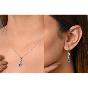 Ensemble de boucles d'oreilles pendantes en argent sterling 925 avec diamant en forme de poire pour les occasions de mariage - Product Image 6