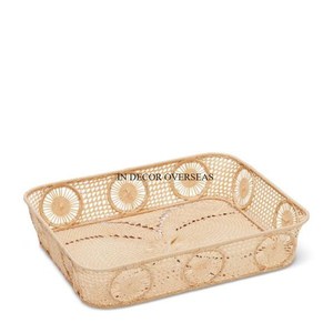 Unique Fancy Designer Eleganr Look Premium Quality Rattan Made Frutas y dulces Bandeja para servir Hogar y mesa de hotel Centro de mesa - Product Image 2