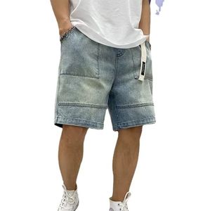 Short en jean à motif uni et ample pour hommes, cinq-quarts, confortable, décontracté, vêtements de travail écologiques - Product Image 2