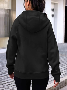Sudadera con capucha y cremallera extragrande y ligera para mujer con logotipo personalizado con cordón en la parte delantera para otoño e invierno, venta al por mayor - Product Image 3