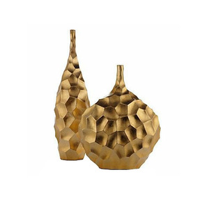 Florero de cristal y Metal de diseño antiguo, macetas de flores de Color dorado más vendidas, uso para decoración de boda - Product Image 4