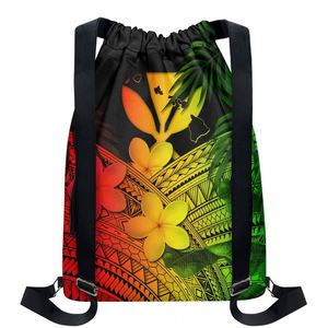 Impresión bajo demanda de alta calidad personalizado deporte gimnasio almacenamiento cordón mochila bolsa Tropical Boho flores Tiare flores Paquete de tela - Product Image 3