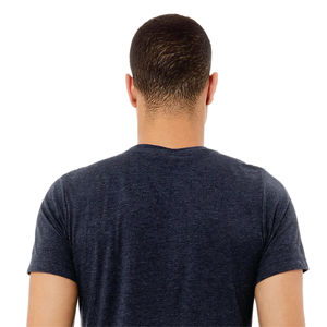 Camiseta de manga corta Unisex OEM Heather Navy 52% Airlume algodón peinado 48% Poly 4,2 oz secado rápido ligero ajuste de gran tamaño - Product Image 6