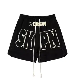 OEM Custom Logo Streetwear 100% Cotton Sweat Shorts Jogger Graphic French Terry 3D Puff Printing Shorts For Men