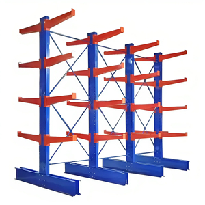 Estantería de Almacenamiento de Acero Resistente, Sistema de Estanterías <span class=keywords><strong>Cantilever</strong></span> de 2/5 Niveles, para Tubos, Madera y Otros Materiales Largos e Irregulares - Product Image 4