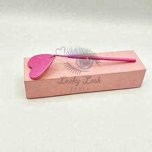 Hot <b>Pink</b> Heart-Shaped Eyelash Extensions Mirror <b>Box</b> with Custom Logo Private Label Lash <b>Tools</b> for Checking False Eyelashes - Product Image 3