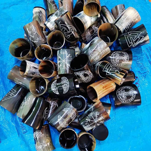 Vaso de Chupito Vikingo de Cuerno de Búfalo Auténtico, Hecho a Mano, Tallado a Mano, Ecológico, Curva Natural, para Beber Koi - Product Image 2