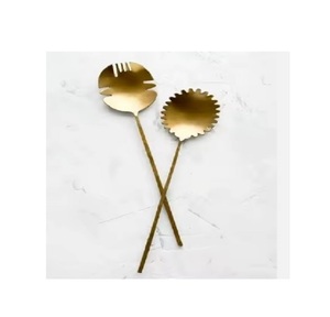 Luxury Stainless Steel Silver Polished Salad Server With <b>Twig</b> Handmade Handle Design Western Style Salad Server Set - Product Image 6