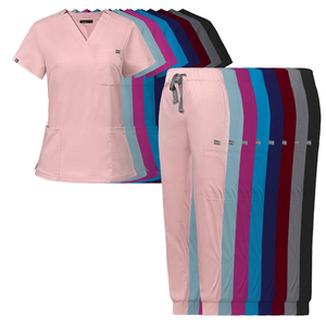 Conjuntos de Uniformes Médicos Unisex de Tela de Lana, Uniforme de Enfermería de Manga Corta para Hospital, Personalizable con Logotipo y Color - Product Image 1