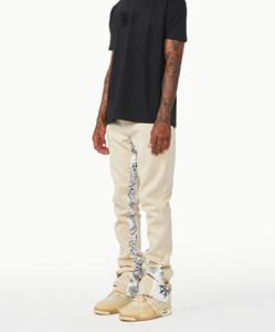 Pantalón de chándal blanco apilado Flare Pantalones de chándal apilados de alta calidad Pantalones de carga con costuras de rayas impresas personalizadas para hombres - Product Image 6