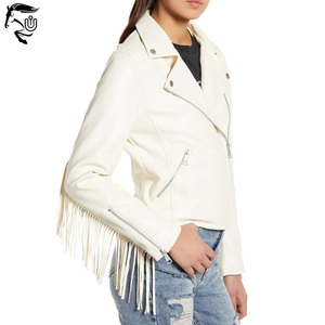 Veste en cuir de cowgirl western personnalisable pour femmes débridées fermeture à boutons en denim respirant coton à rayures frangées solide - Product Image 2