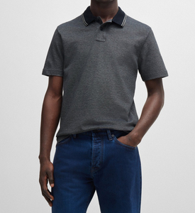 Polo blanc sans boutons à manches courtes et à ourlet côtelé coupe ajustée pour homme, léger, en coton coloré pour l'été avec logo personnalisé - Product Image 3