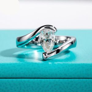 Anillo de Compromiso RITZIN con Diamante Cultivado en Laboratorio, Corte Pera, Oro Rosa, Estilo Único y Bonito, Regalo de Cumpleaños para Mujer - Product Image 1