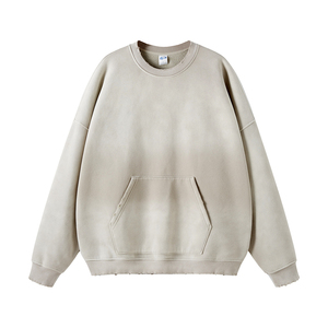 Sweat-shirt col rond pour homme en coton/polyester de haute qualité, brodé, délavé à l'acide, uni, tricoté pour l'hiver, anti-plis, séchage rapide - Product Image 3