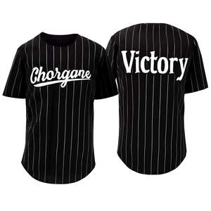 Nouveauté Design de mode pour hommes, manches courtes, col en V, boutons, polyester imprimé personnalisé, baseball respirant à séchage rapide - Product Image 4