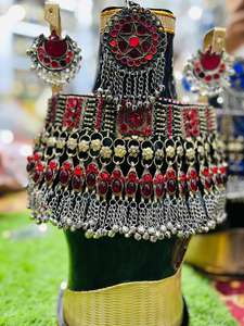 Ensemble tendance en acier inoxydable pour femmes afghanes, détails classiques pour les célébrations culturelles, les mariages, les festivals, le style quotidien et les fêtes - Product Image 2