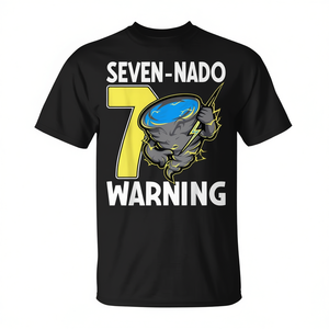 T-shirt per bambini con design Nado Warning Tornado Storm per il 7° compleanno, ideale per eventi promozionali - Product Image 2