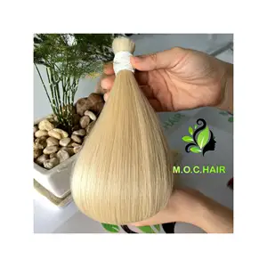 Wholesale 100% vietnamese raw hair blonde #613 color super double drawn bulk hair extensions