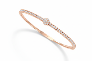 Bracelet flexible pour femme en or 14 carats et diamants naturels avec grappe de fleurs, plaqué rhodium, 95 pièces certifiées IGI - Product Image 3