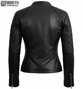 Nueva chaqueta de cuero transpirable para mujer 2025 Lona de punto personalizable de alta calidad Diseño de Moda de invierno - Product Image 2