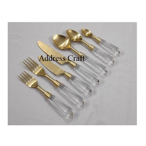 Juego de cubiertos de acero inoxidable de alta calidad estilo americano con PVD chapado en oro último diseño cubiertos reales de boda a precio de fábrica - Product Image 2