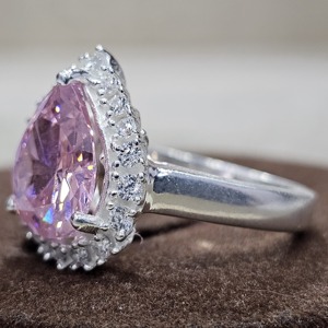 Argent Sterling 925 Excellente Qualité Designer Fait Main Dernière Bague À La Mode Avec Pierre Précieuse Zircon Cubique Rose En Forme De Larme - Product Image 5