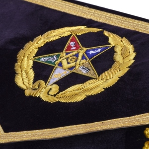 Worthy Patron OES Delantal Bordado a mano de terciopelo púrpura con corona de laurel Delantales masónicos asequibles y todos los accesorios masónicos - Product Image 3