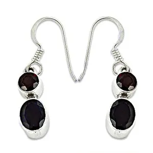 Boucles d'oreilles pendantes classiques en argent plaqué grenat Art Palace pour femme, bijoux tendance, serti clos, forme goutte d'eau, cadeau - Product Image 1