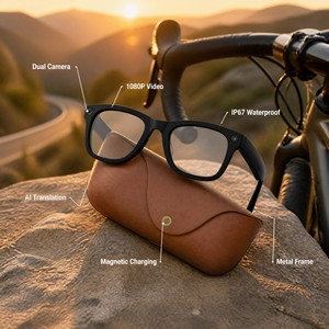 Gafas Inteligentes con Traducción <span class=keywords><strong>en</strong></span> Tiempo Real por IA, Cámara Única 1080P, Reproductor de Música, Carga Magnética, Resistencia al Agua IP67, para Ciclismo, PC y Realidad Aumentada - Product Image 2