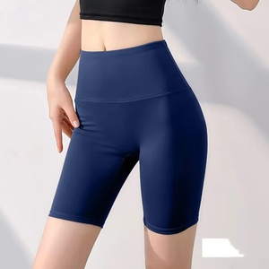 Leggings de yoga taille haute pour femmes, couleur unie, longueur mollet, taille élastique, pour l'entraînement, bleu - Product Image 2