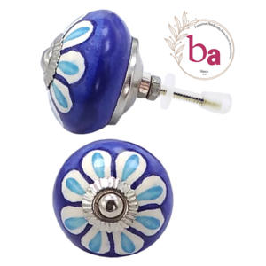 Blue Round Ceramic <b>Knobs</b> Door <b>Drawer</b> Cabinet Handle & <b>Pulls</b> - Product Image 1