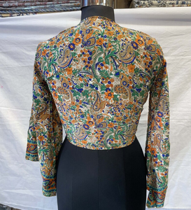 Ensemble de pyjama en soie Vintage indien haut court en soie recyclée haut portefeuille Palazzo femmes courte longueur été imprimé fleuri respirant cadeaux - Product Image 3