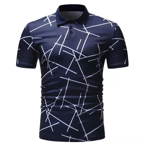 Polo décontracté d'été pour homme à manches courtes en polyester respirant avec tissu tricoté à motif uni - Product Image 2