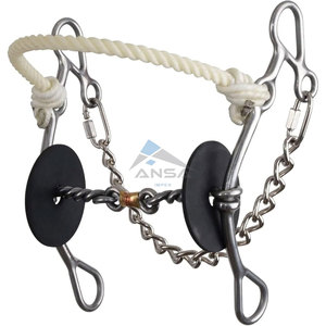 Reinsman josey Go around Barrel Racing bit noseband STAGE D การรวมกัน7.5 "แก้มสแตนเลส5.5" ปาก dogbone ทองแดง - Product Image 1
