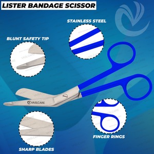 Juego de 3 tijeras Vaslcare Premium enfermería, fórceps hemostáticos manuales con abrazadera, tijeras de vendaje quirúrgico para vasectomía - Product Image 4