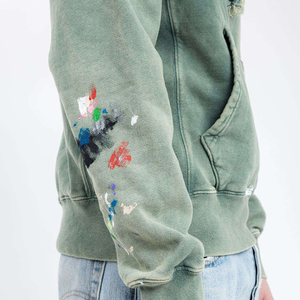 Sudadera con Capucha Extra Grande para Hombre, de Algodón/Poliéster, Estilo Vintage, Lavado Ácido, con Logotipo Personalizado y Estampado de Salpicaduras de Pintura - Product Image 3