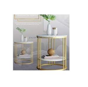 Table en métal doré de style nordique moderne, coin de café rond en marbre, présentoir de gâteau de mariage en métal doré de luxe - Product Image 3