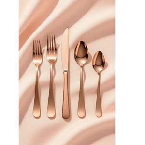 Couverts en acier inoxydable finition or rose transformant les repas ordinaires en moments de dîner luxueux sans effort - Product Image 1