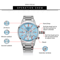 Jam Tangan MINI FOCUS 0188 Stainless Steel untuk Pria, Fashion, Tahan Air, Bercahaya, Multifungsi, Quartz